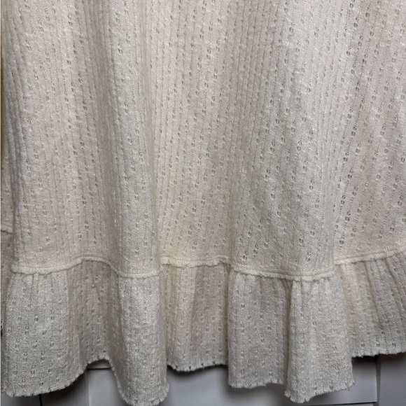 Anthropologie Maeve Addie Ruffled Hacci Pullover Sweater Cream Cowl Neck Med - Picture 3 of 7